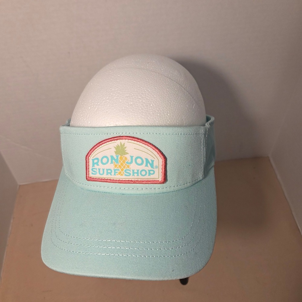 Ron Jon Surf Shop Visor Light aqua Pineapple Logo Adjustable Sun Hat